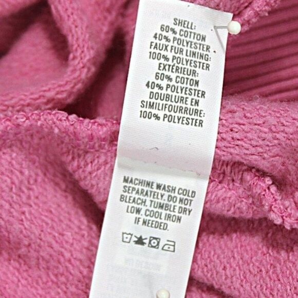 American Eagle Hoodie Sweatshirt Pullover Faux Fur Lined Pink Women’s Small - Picture 8 of 9